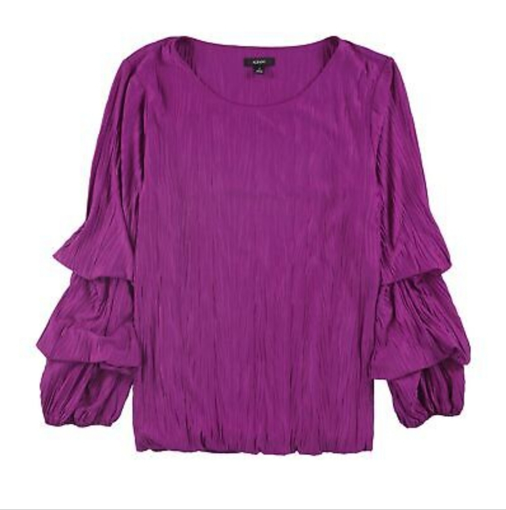 Alfani Fuchsia Elegant Tiered Sleeve Bubble Hem Women's Top